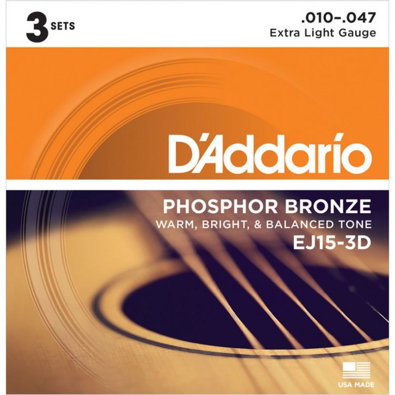 Daddario EJ15 Phosphor Bronze 3-Pakke 010-047