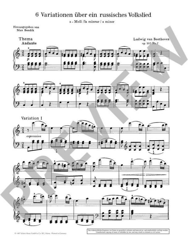 Ludwig van Beethoven - Sechs Variationen op. 107/7