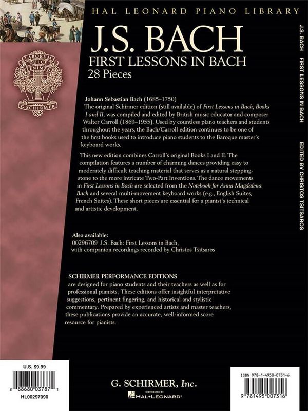 Johann Sebastian Bach - First Lessons In Bach - 28 Pieces