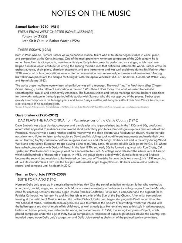 20th Century American Composers - Up Interm. Level