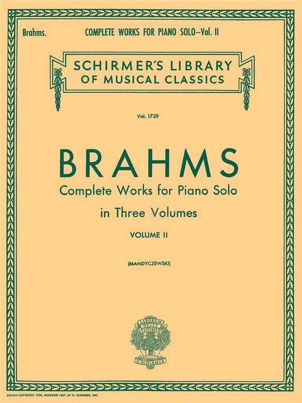 Johannes Brahms - Complete Works For Piano Solo Volume 2