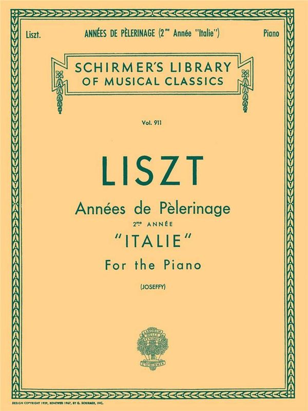 Franz Liszt - Annees De Pelerinage Book 2 'Italie'