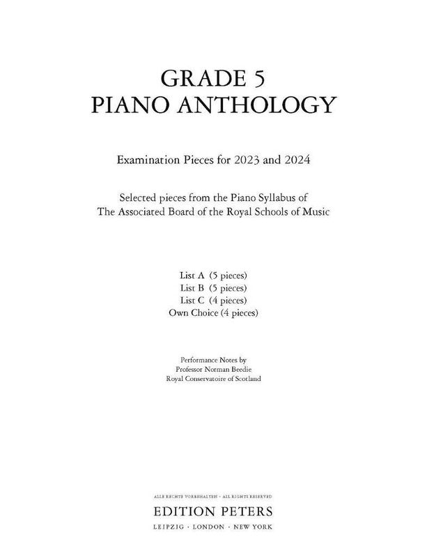 Grade 5 Piano Anthology 2023-2024