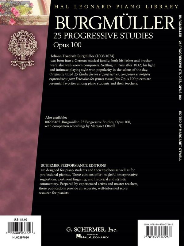 Friedrich Burgmüller - 25 Progressive Studies, Op. 100