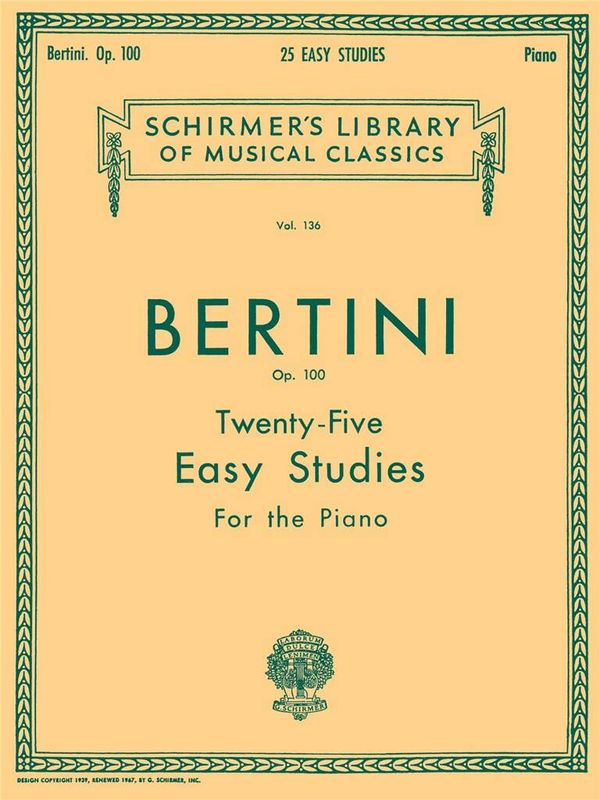 Henri Bertini - 25 Easy Studies, Op. 100