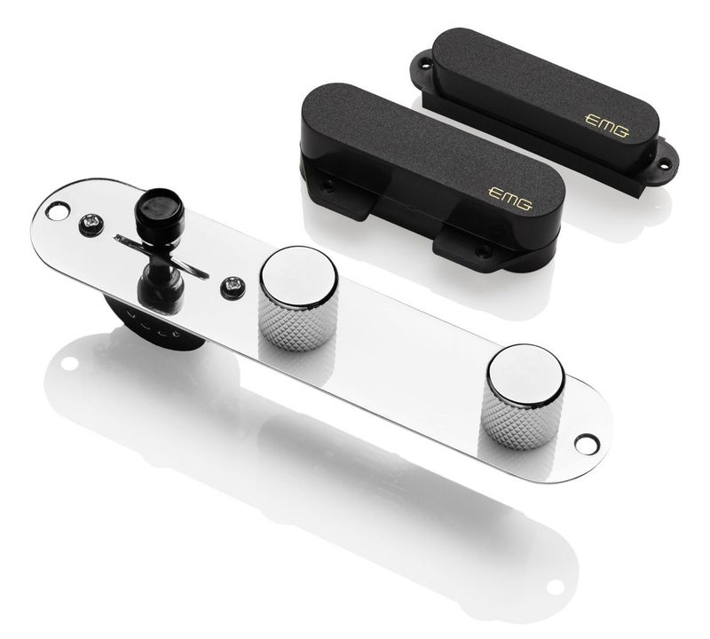 Emg T SYSTEM Pickup Set Tele, T System w/ Control Plate, Black