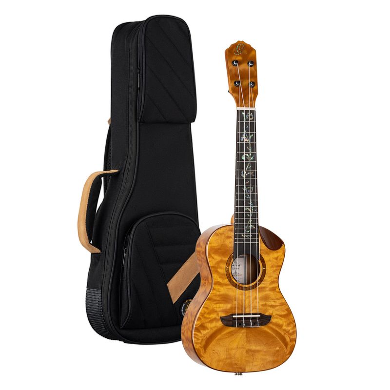 Ortega RUET-QMA Concert ukulele m.mik, o gigbag, Elite, Quilted Maple
