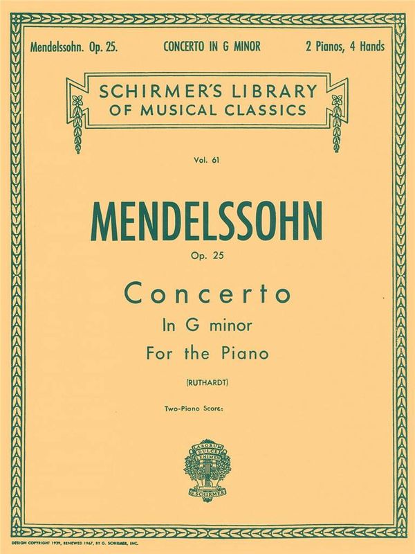Felix Mendelssohn Bartholdy - Concerto No. 1 in G Minor, Op. 25