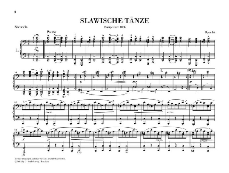 Antonín Dvořák - Slavonic Dances Op. 46 For Piano Four-hands