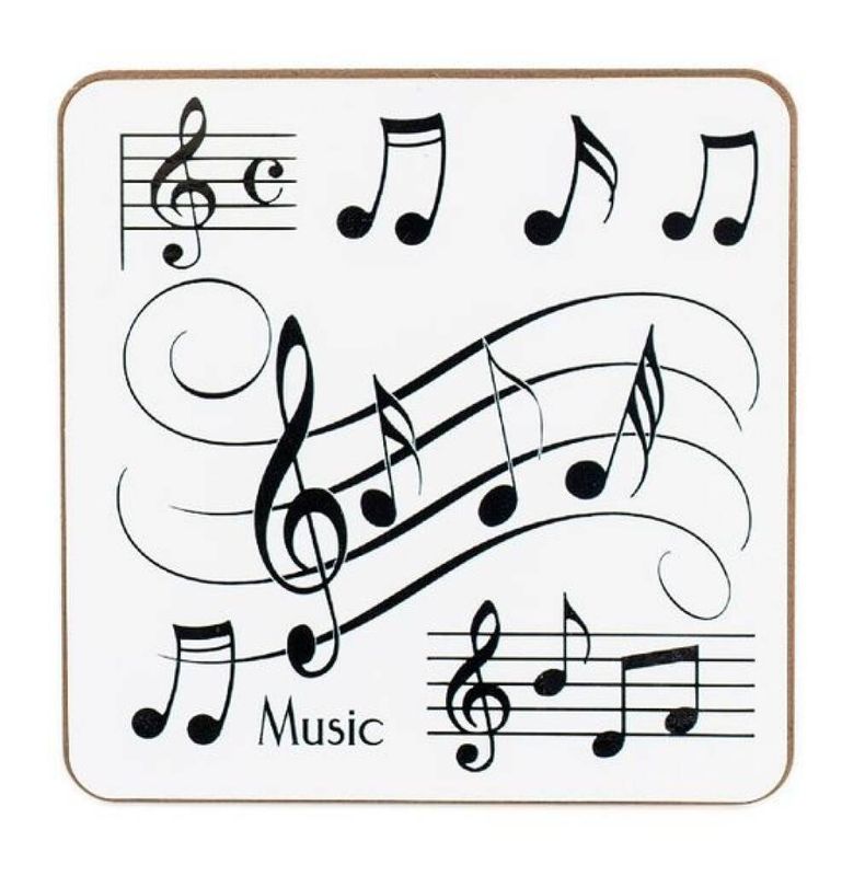 Coaster Set Of 4 Musical Notes White Design