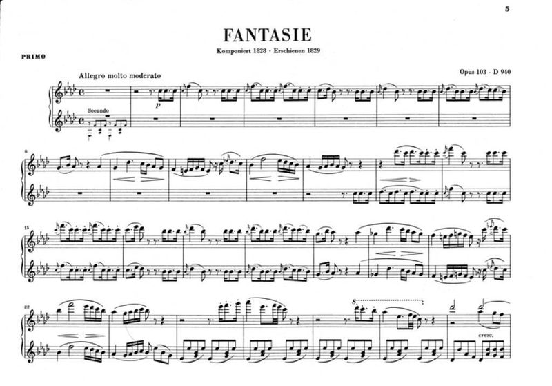 Franz Schubert - Fantasie F-Moll Fur Klavier Zu Vier Handen D.940