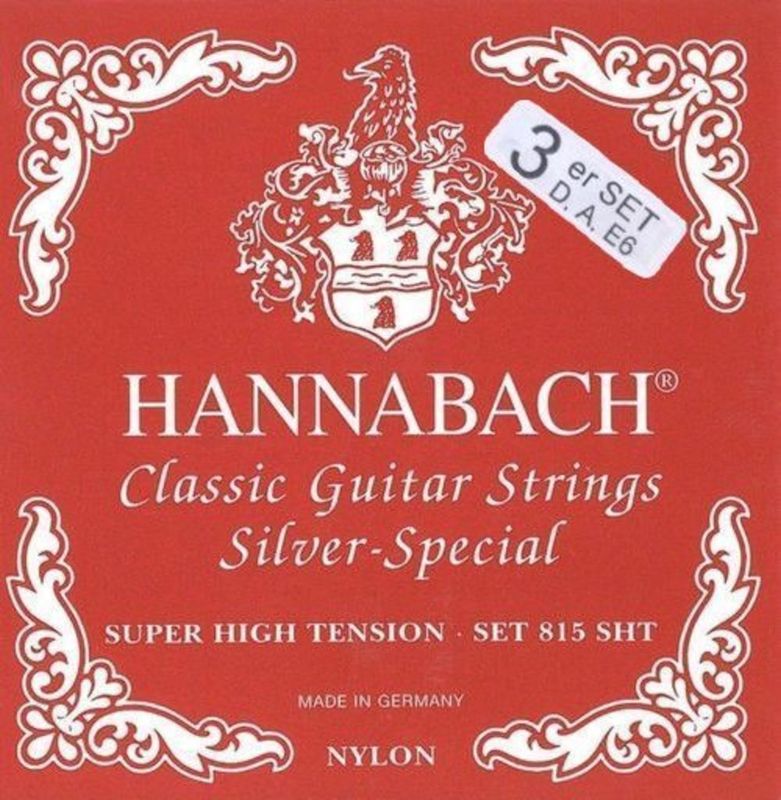 Hannabach Strings for classic guitar Serie 815 Super High Tension Silver special 3er Bass super high