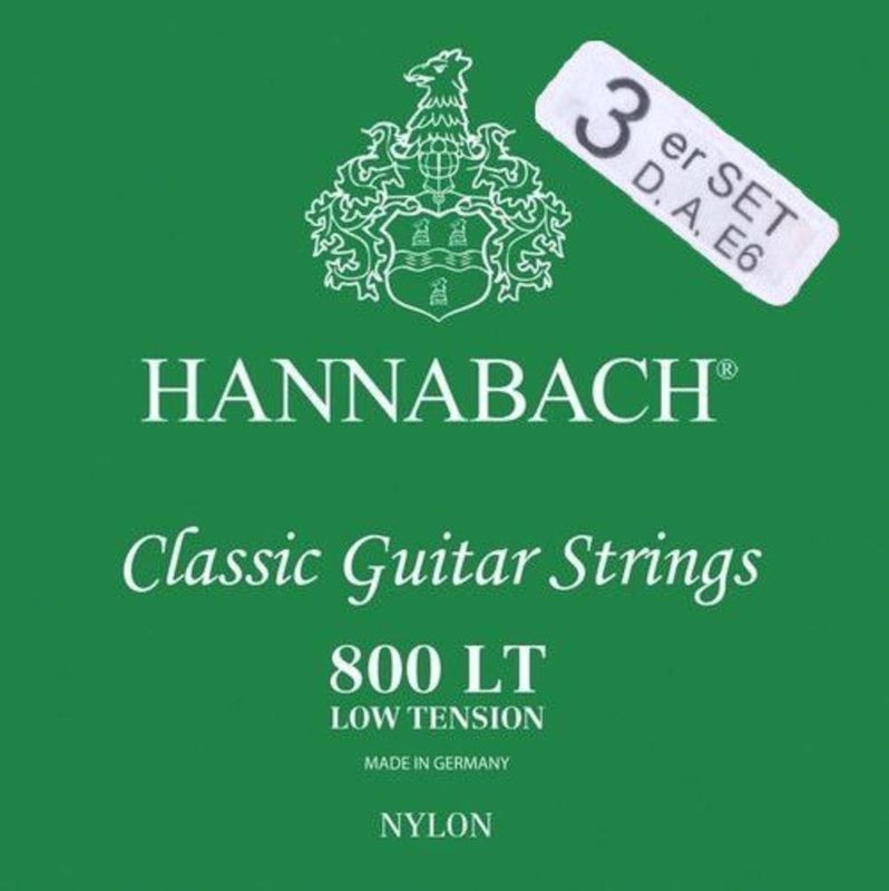 Hannabach Strings for classic guitar Serie 800 Low tension Silver plated Set of 3 bass