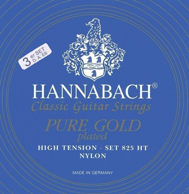 Hovedbilde Hannabach Strings for classic guitar Serie 825 High tension specialized gold plated 3er Bass high