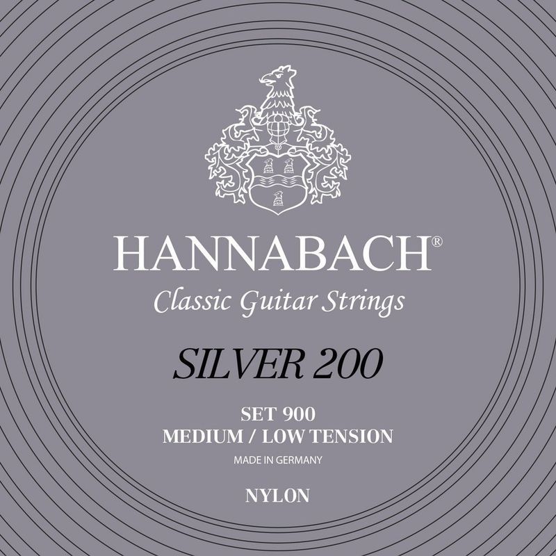 Hannabach Strings for classic guitar Series 900 Medium/Low Tension Silver 200 E6w