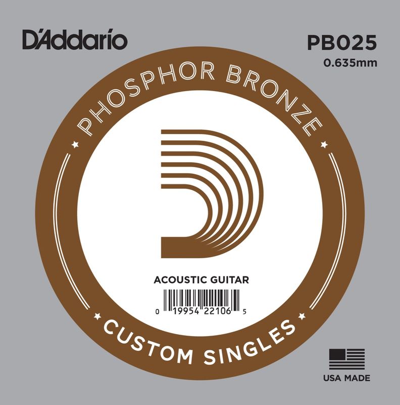 D'Addario PB025 Gitarsträng Phosphor Bronze Wound 025