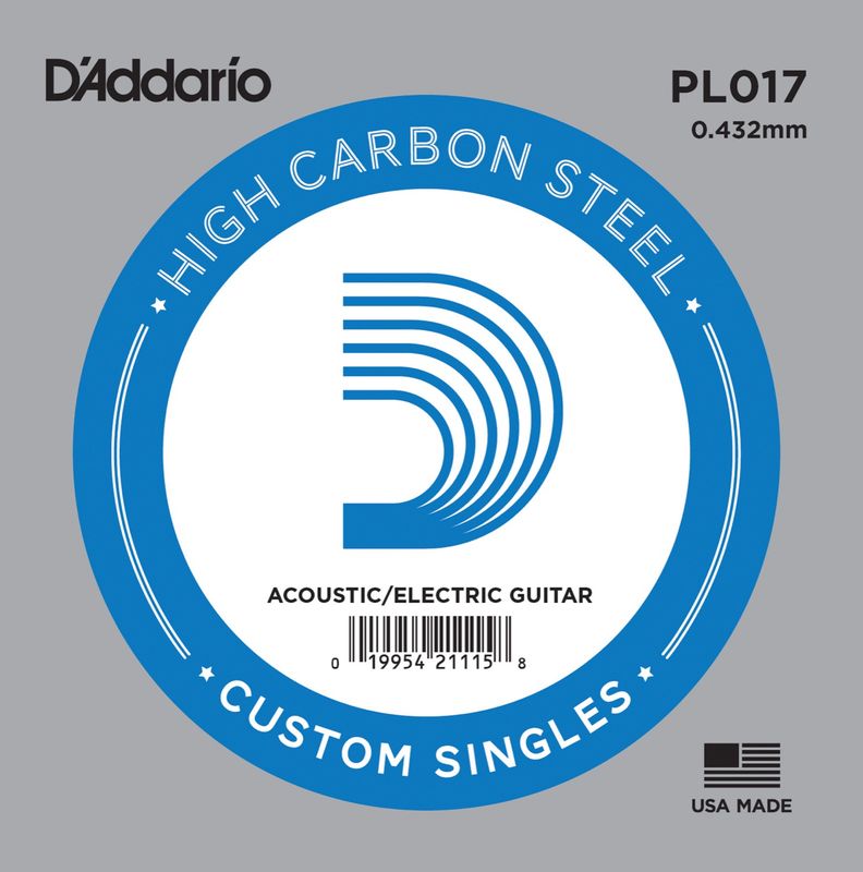 D'Addario PL017 Gitarsträng Electric/Acoustic Plain Steel 017