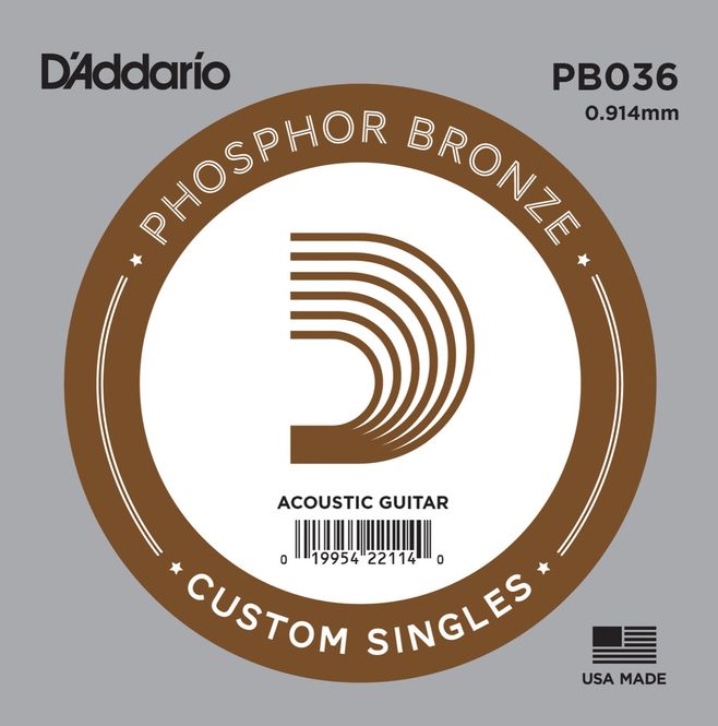 Hovedbilde D'Addario PB036 Gitarsträng Phosphor Bronze Wound ...