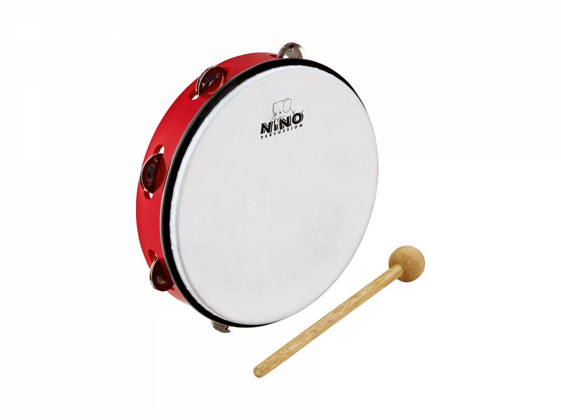 Nino NINO24R Tamburin m. skinn ABS 10'', Red