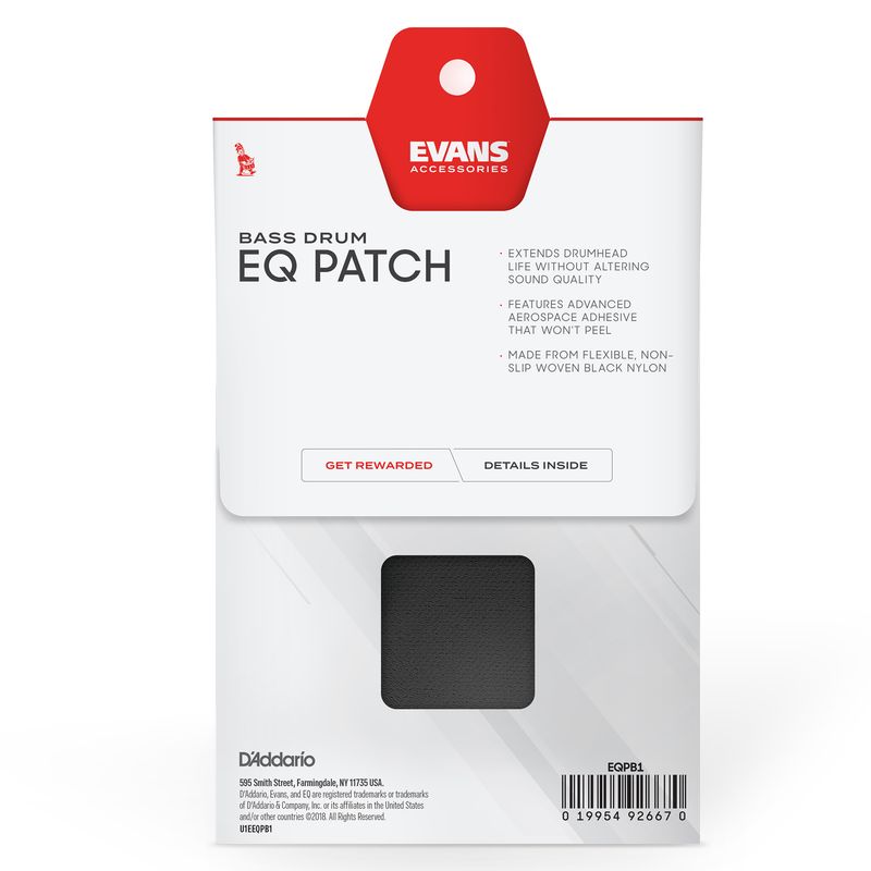 Evans EQPB1 Single Bass Drum Patch, Black