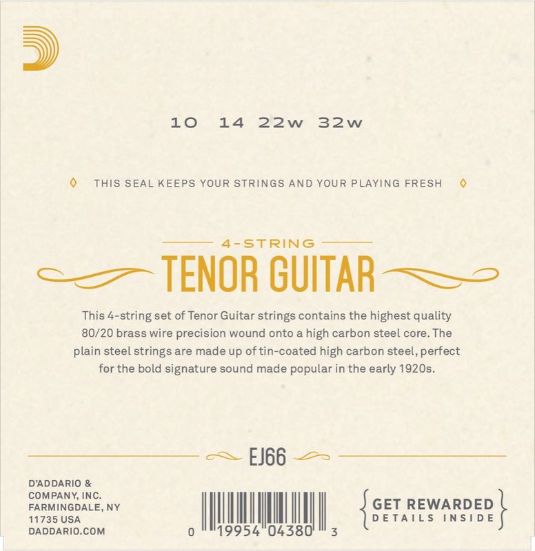 D'Addario EJ66 Strängset Tenor Gitar 010-032