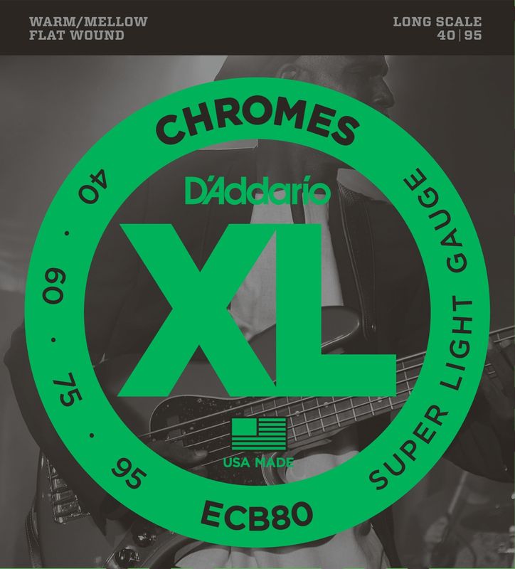 D'Addario ECB80 Strängset Elbas Flat Wound Chromes 040-095