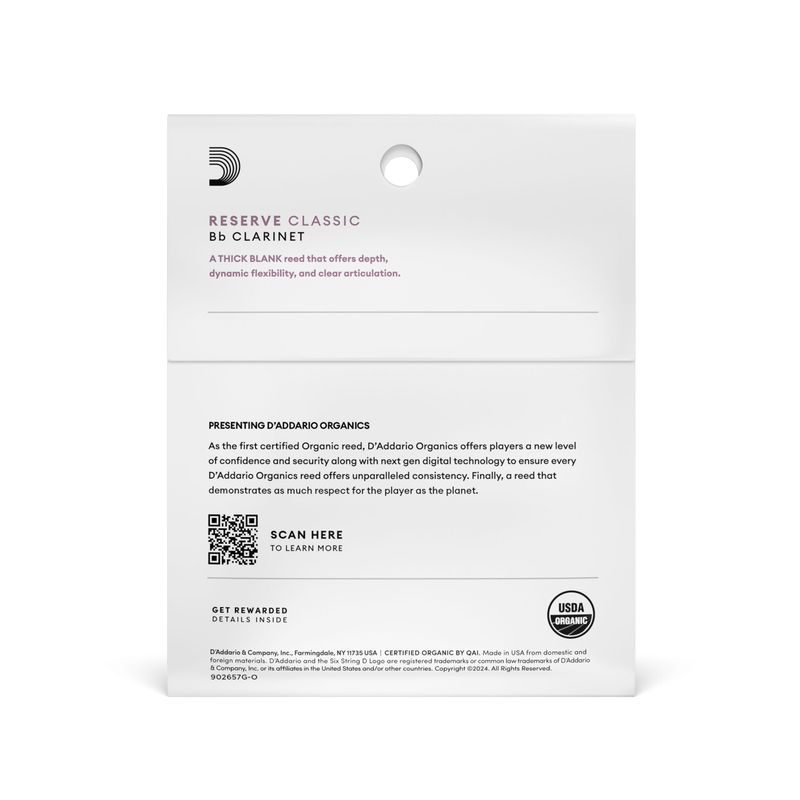 D'Addario ODCT0325 Org. Reserve Classic Bb-Klarinett 3-p 2.5