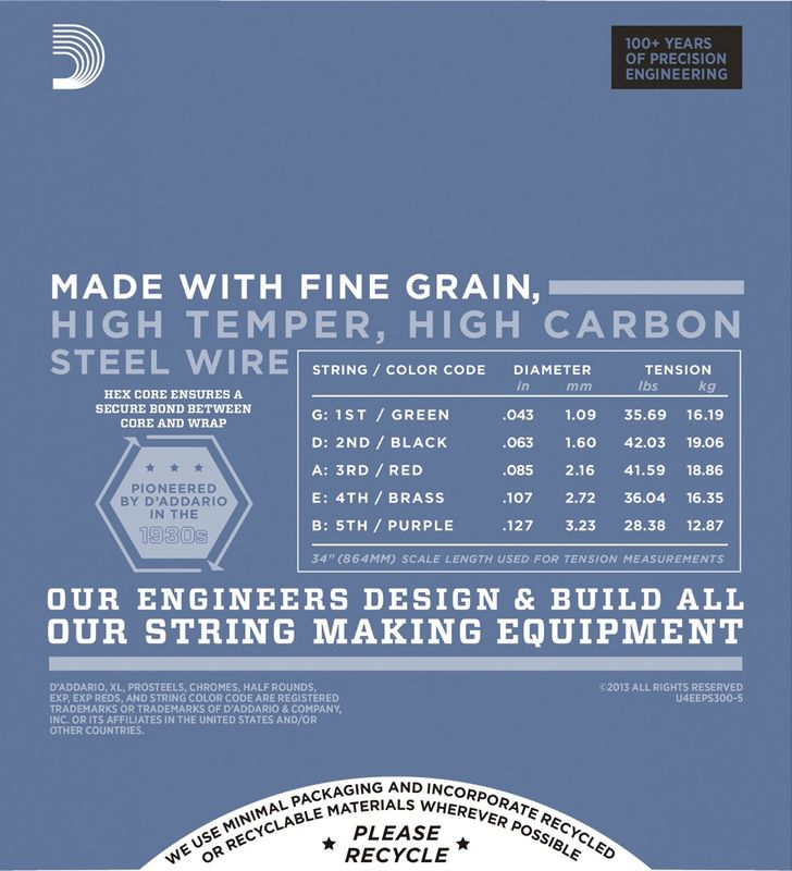 D'Addario EPS300-5 Strängset Elbas Prosteels 043-127 (5-Strängset)