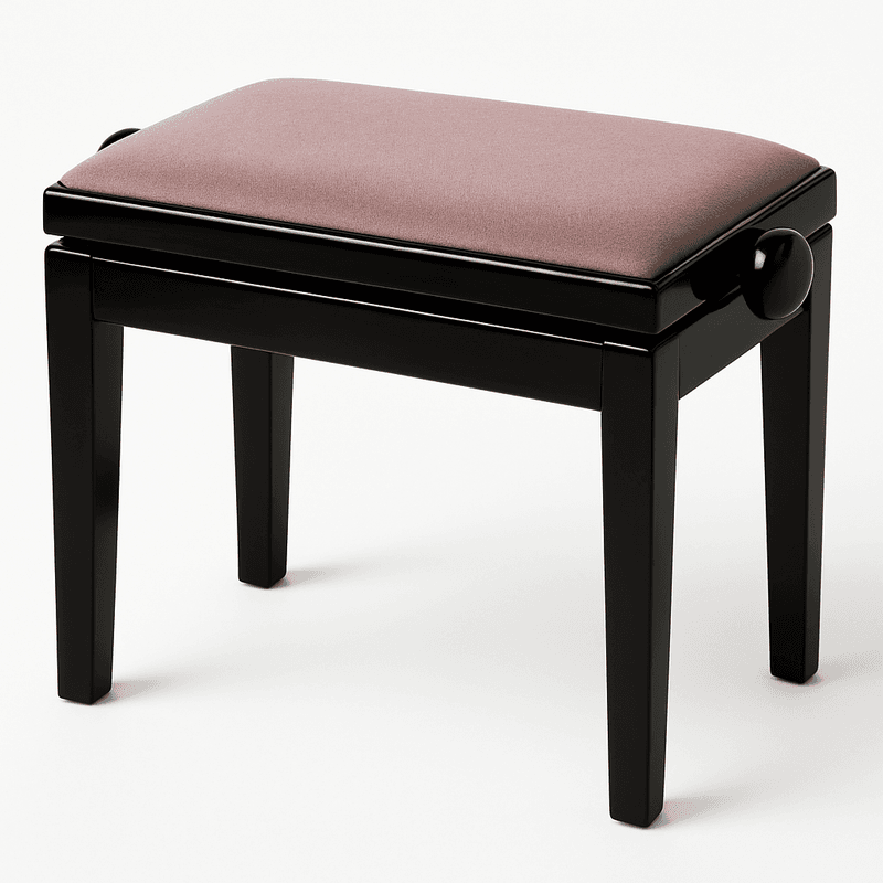 Hidrau BG1 Regulerbar Pianokrakk Svart Blank med Rosa sete i Velur