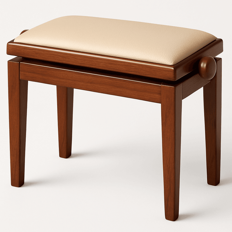 Hidrau BG1 Regulerbar Pianokrakk Valnøtt 1 Blank med Beige sete i Ekte Skinn