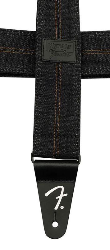 Fender  Wrangler denim strap, washed black stitch