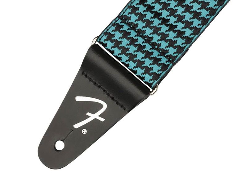 Fender  guitar strap, houndstooth, teal