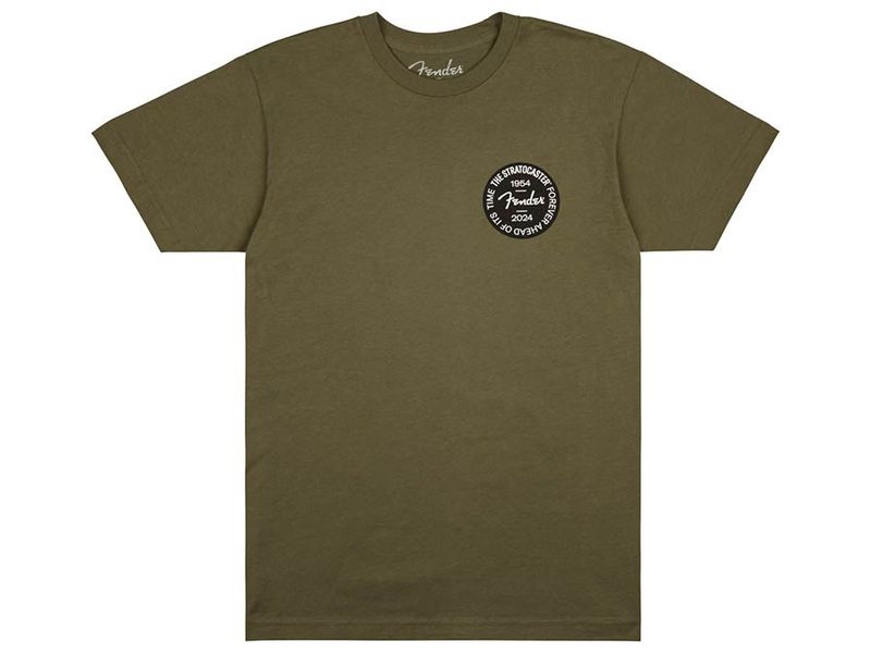 Fender Stratocaster 70th Anniversary badge tee, olive, XL