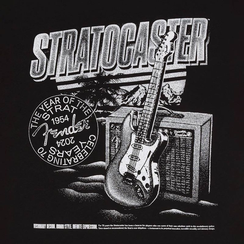 Fender Stratocaster 70th Anniversary, tee, black, L