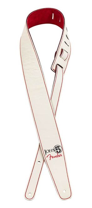 Hovedbilde Fender  John 5 leather strap, white and red