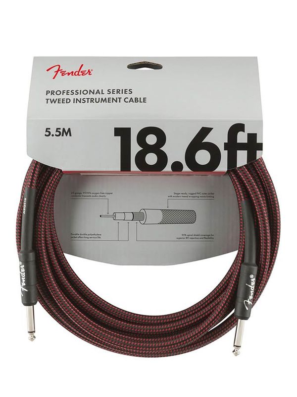 Fender Professional Tweed Inst.cable, 18.6ft, red tweed