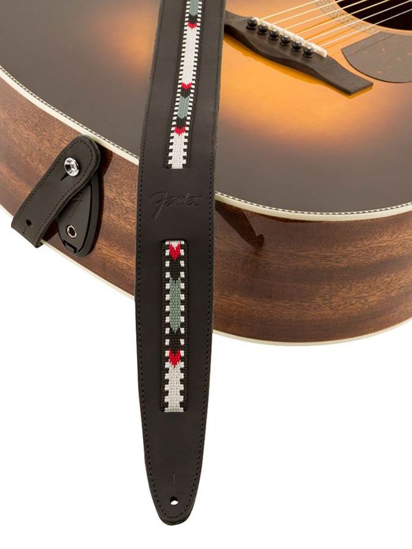 Fender  Paramount acoustic leather strap, black