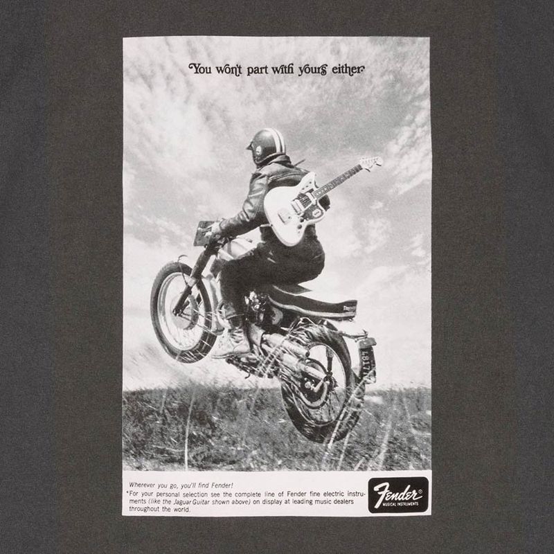 Fender vintage ad biker tee, graphite, XXL