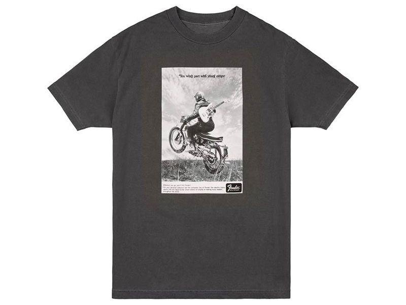 Fender vintage ad biker tee, graphite, M