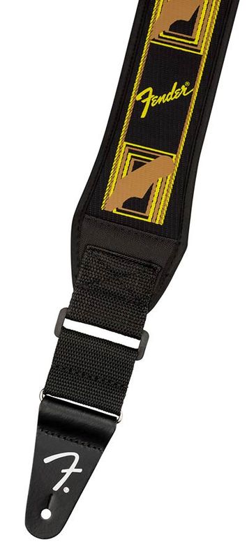 Fender Swell neoprene guitar strap, black/yellow/brown mono, 2.5