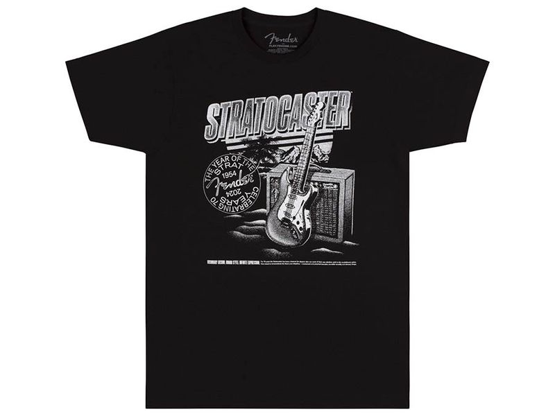 Fender Stratocaster 70th Anniversary, tee, black, XL