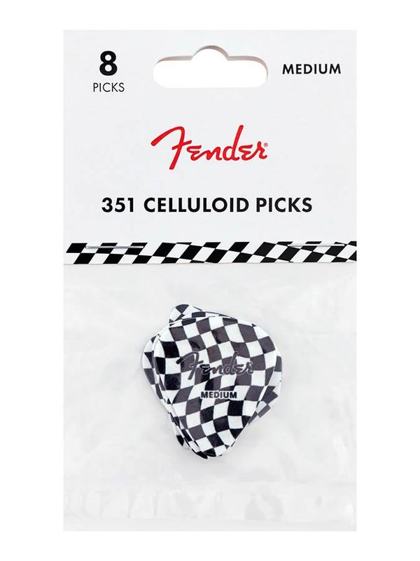 Fender checkerboard picks, 351 shape, celluloid, 8-pack