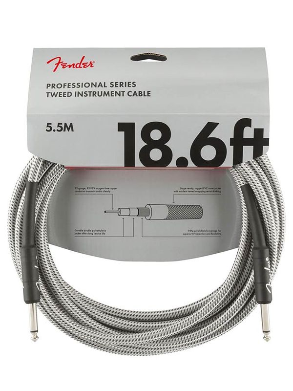 Fender Professional Tweed Inst.cable, 18.6ft, white tweed