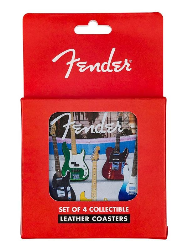 Fender  guitar coasters, multi-colour leather, 4 pcs.