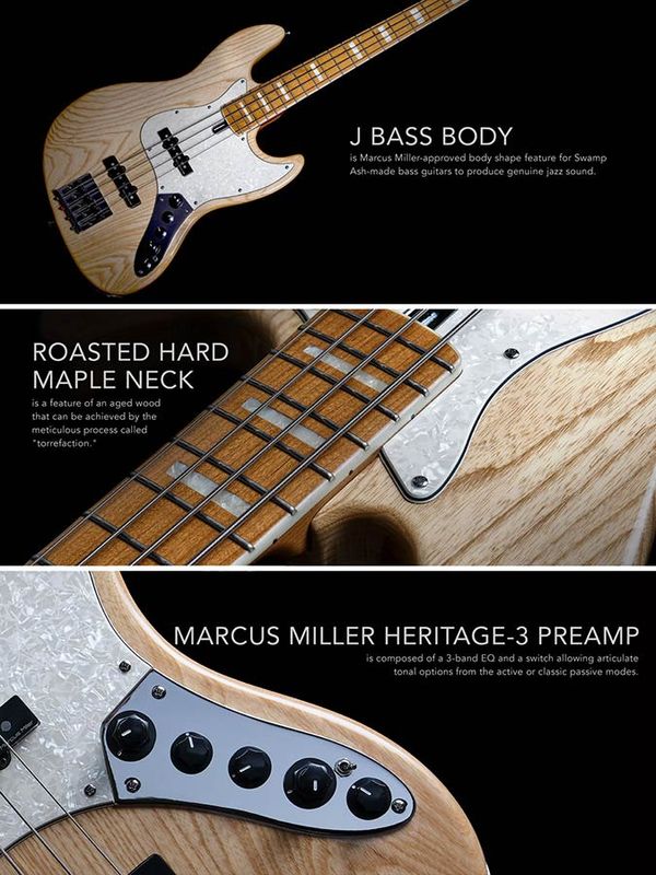 Sire V8 Series Marcus Miller swamp ash 4-string active bass guitar natural