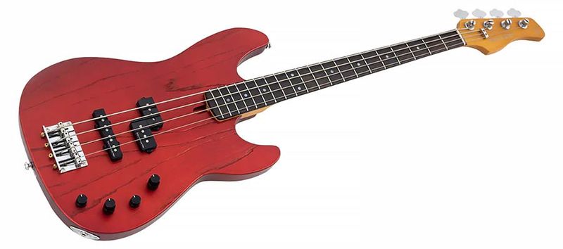 Sire P6 4/CAR mahogany+ash top 4-string active bass guitar candy apple red