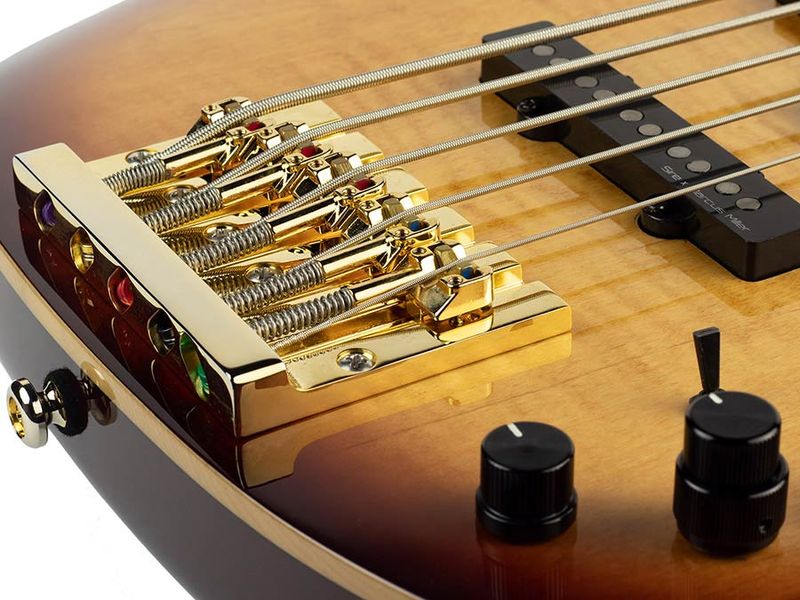 Sire P10 Series Marcus Miller swamp ash + flamed maple 5-string active bass guitar tobacco sunburst, with hard case