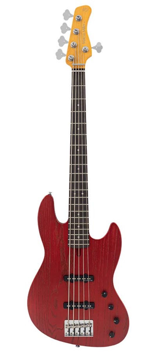 Sire V6 5/CAR mahogany+ash top 5-string active bass guitar candy apple red