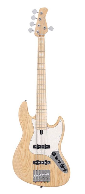 Sire V7 Series Marcus Miller swamp ash reissue 5-string active bass guitar, natural satin