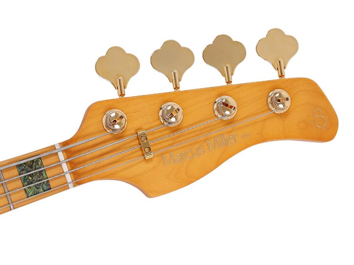Sire V10 Series Marcus Miller swamp ash + poplar burl 4-string active bass guitar, transparent black satin, with hardcase